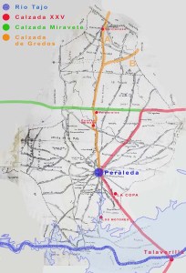 Calzadas romanas que cruzaban el término de Peraleda.