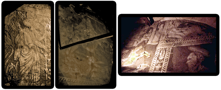 Esgrafiados ocultos tras el retablo mayor