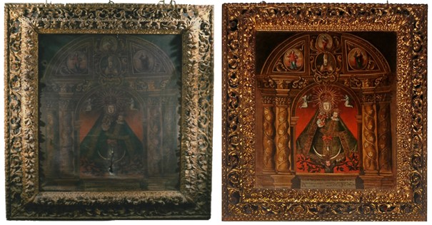 Virgen de los Quintanares antes y después de la restauración